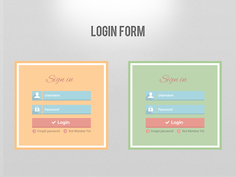 Free Flat login form user interface psd