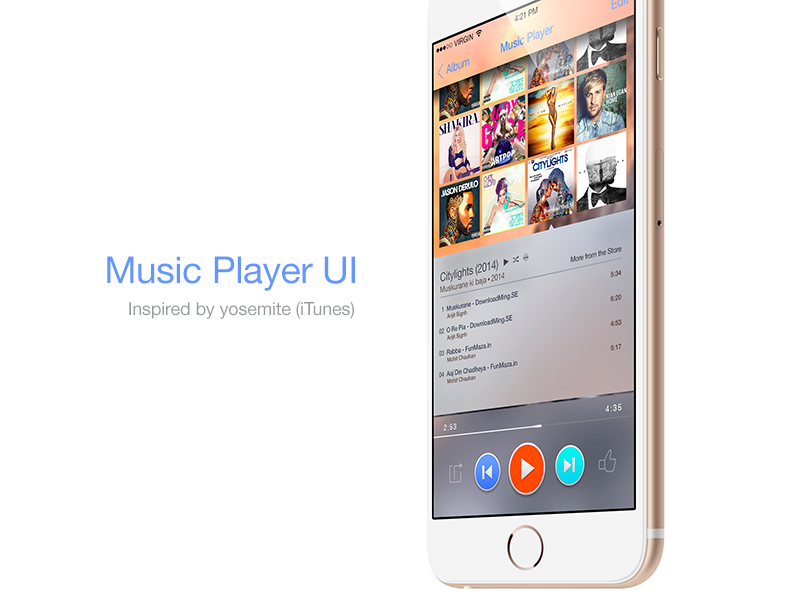 Music Player UI psd download