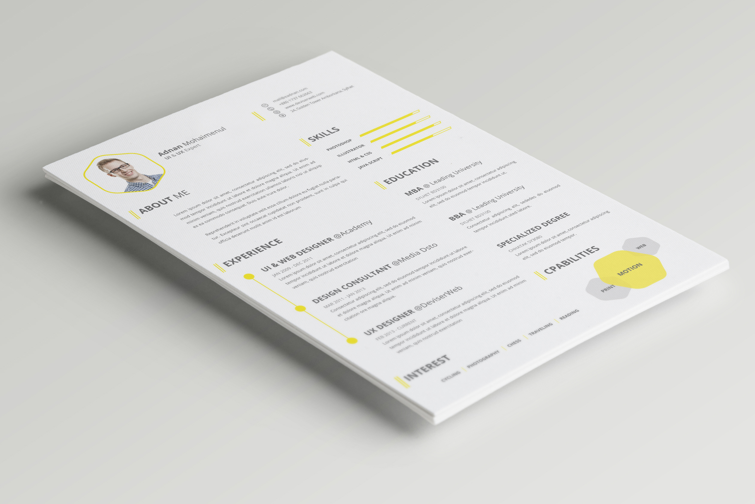 CV or Resume PSD Template Free Download