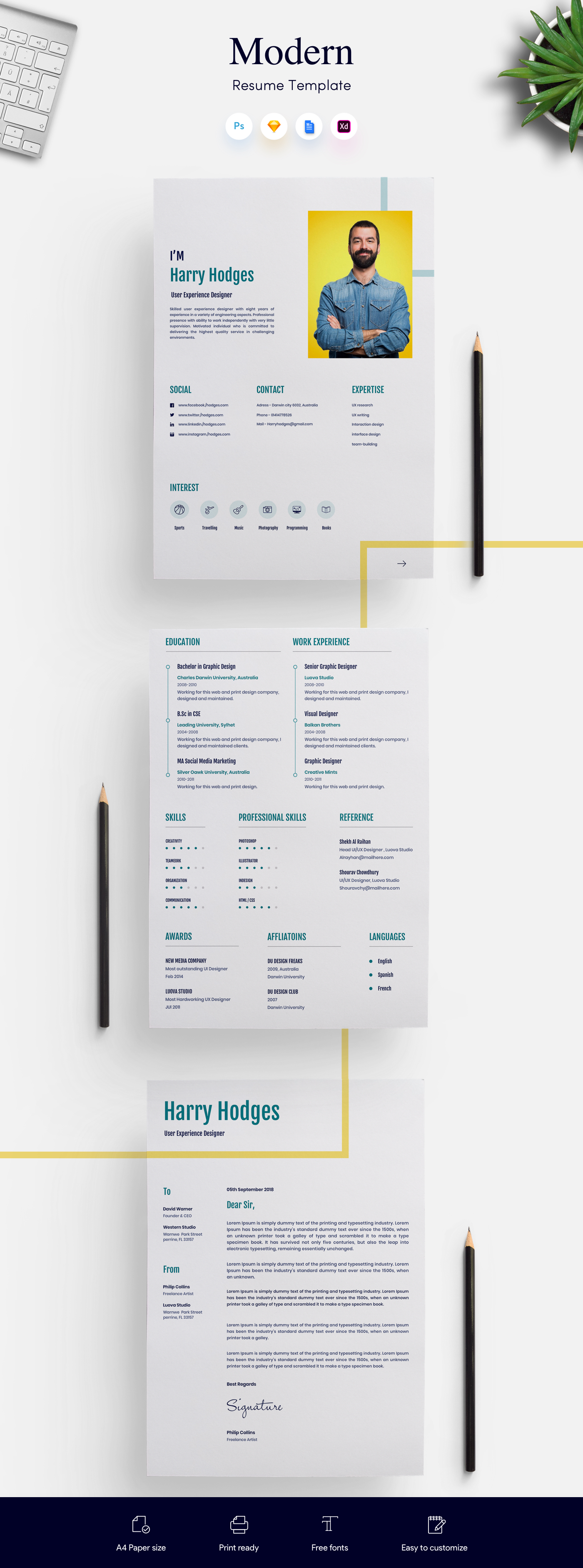 1. 3 Page Modern CV/Resume Template 