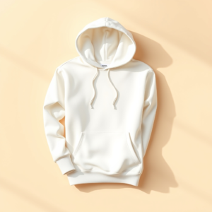 Free AI photo: Minimal Fashion Brand Scene with Folded Blank White. Minimal fashion brand scene with folded blank white hoodie on warm neutral background, soft daylight shadows, premium lifestyle m…