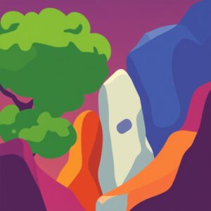 Free AI photo: Illustration. illustration, flat colours, bold outlines, vector art. Category: Illustration. Colour: Green.