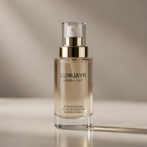 Free AI photo: Luxury Cosmetic Product Photography. Luxury cosmetic product photography, soft cinematic lighting, ultra realistic skincare bottle, premium glass packaging, elegant reflections, clea…
