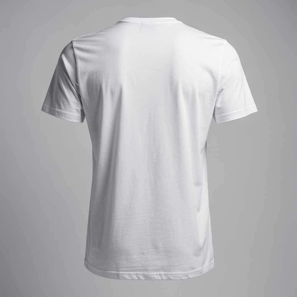 Free AI photo: Blank White Cotton T Shirt. A plain white t-shirt is centered against a light gray background with soft lighting.. Categories: Fashion, Mockups, Photography. Colour: Gray.