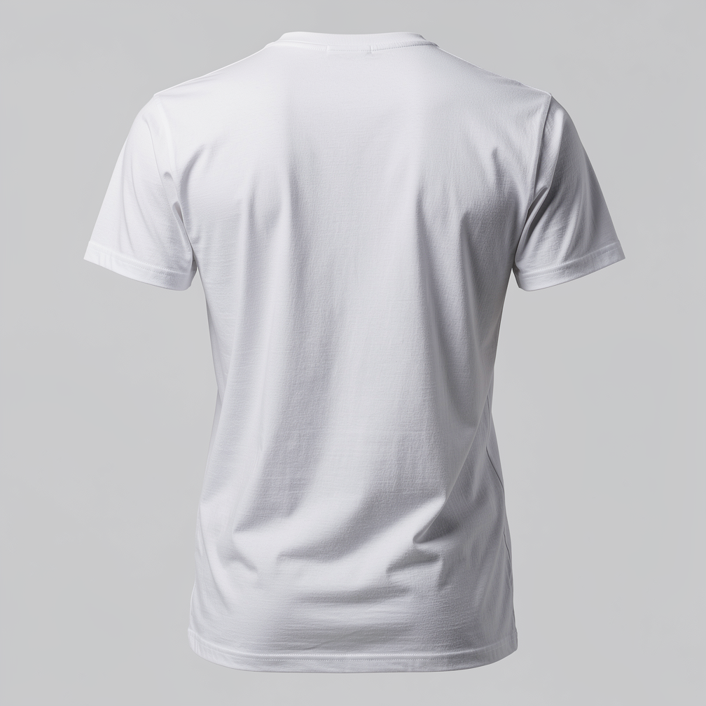 Free AI photo: Blank White Cotton T Shirt. A plain white t-shirt is centered against a light gray background with soft lighting.. Categories: Fashion, Mockups, Photography. Colour: Gray.