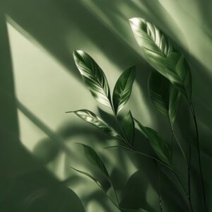 Free AI photo: Ultra Realistic Luxury Photography. Ultra realistic luxury photography, monochromatic green palette, soft studio lighting, muted botanical tones, elegant minimalist composition, prem…