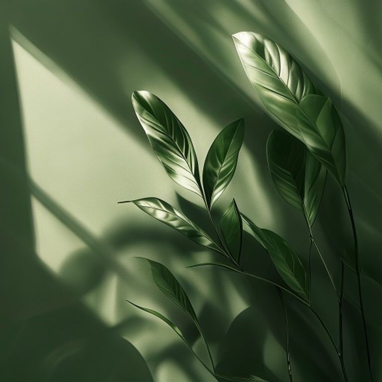 Ultra realistic luxury photography, monochromatic green palette, soft studio lighting, muted botanical tones, elegant minimalist composition, premium commercial style, realistic highlights and shadows, shallow depth of field, refined cinematic mood, contemporary art direction, smooth texture detail, photorealistic luxury aesthetic