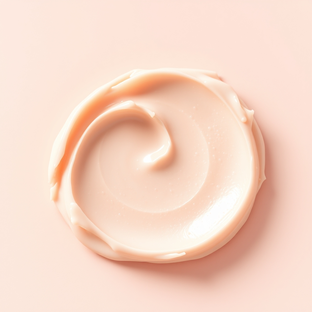 Ultra realistic macro photography of textured cream smear on soft pastel background, luxury skincare branding aesthetic, smooth lighting, organic beauty editorial style, minimal composition