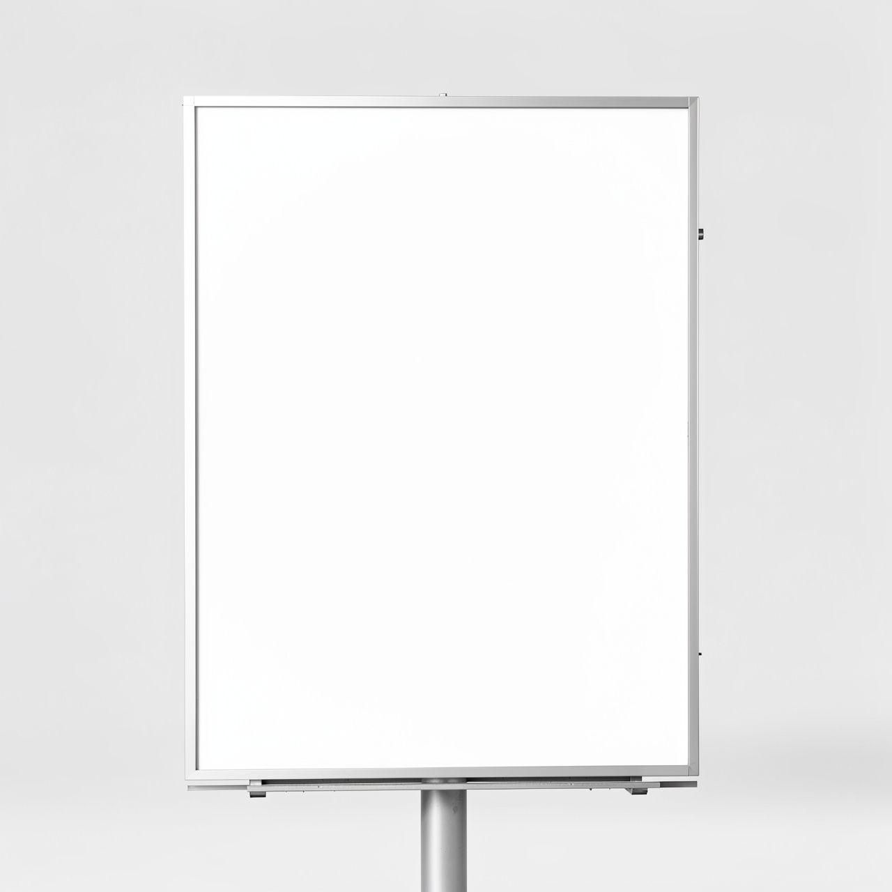 A large empty billboard stands alone in a plain background.