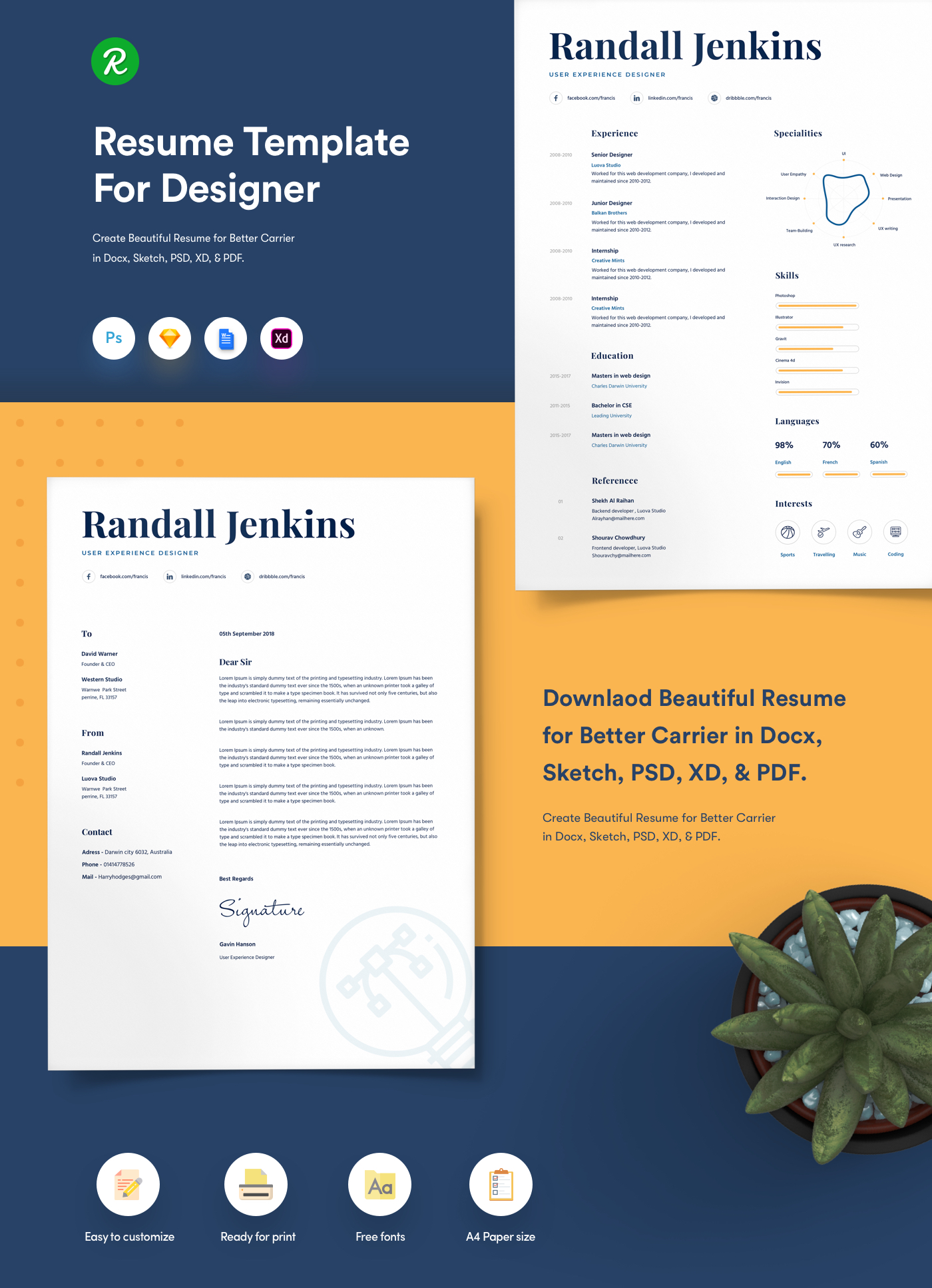 1. Resume Template For Designers With Portfolio 