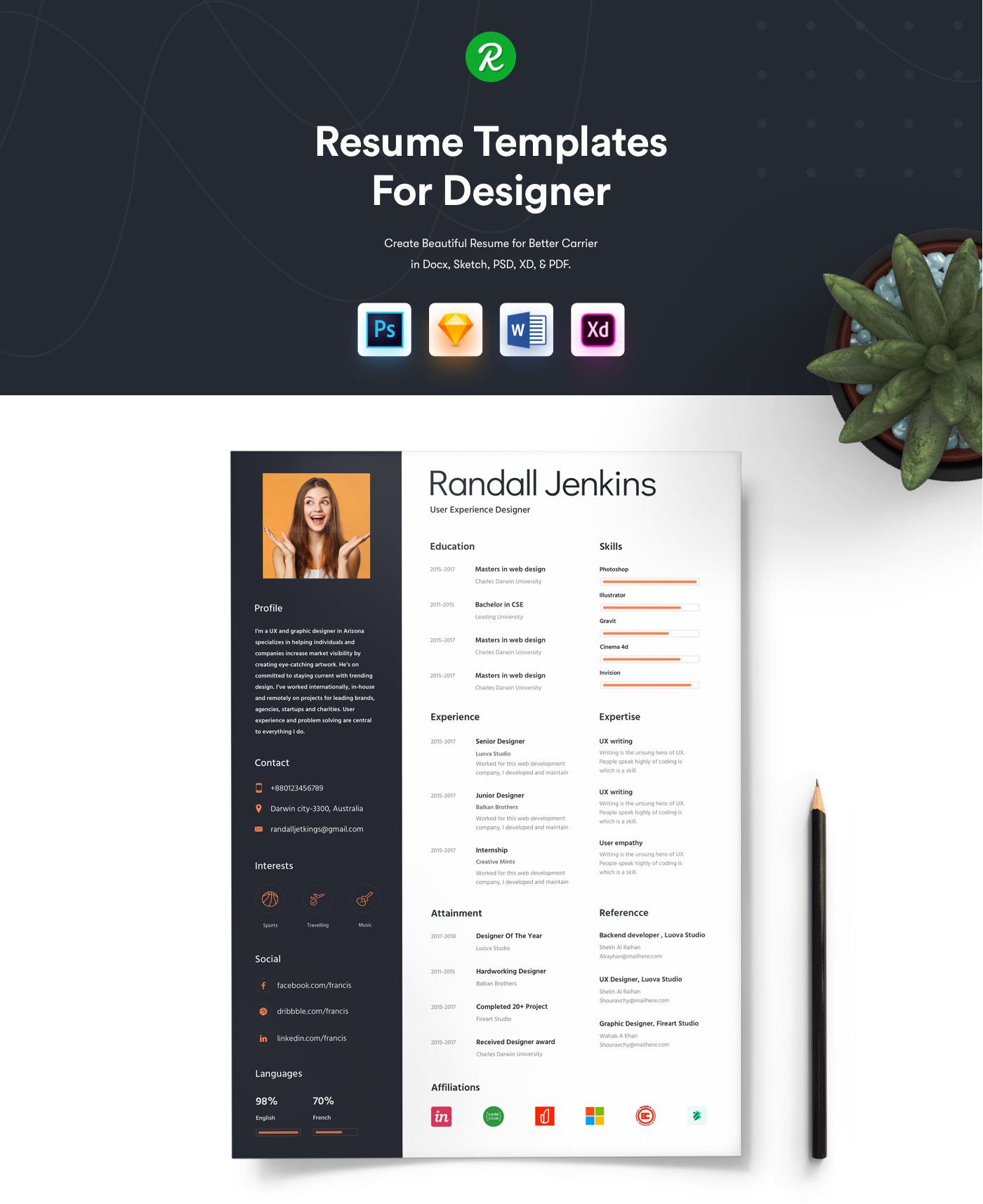 3. Free Resume Template For Designer