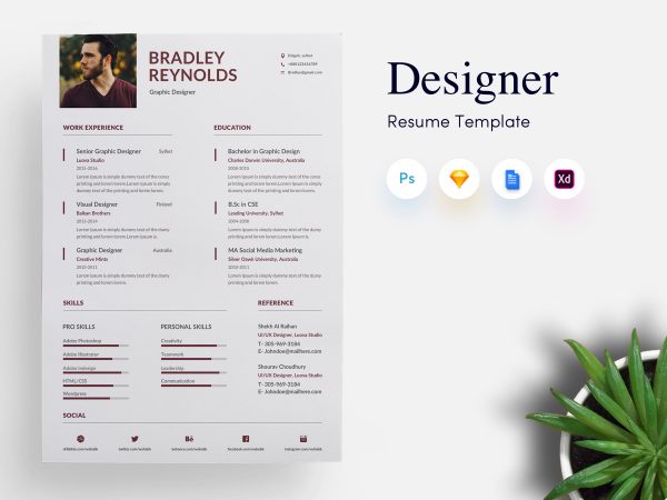 3 page Designer CV/Resume Template
