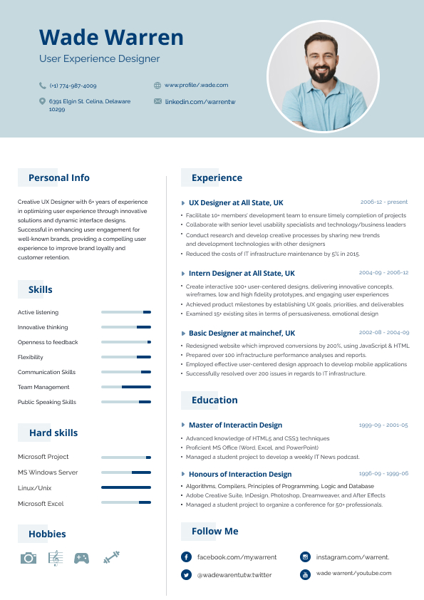 Figma resume template free